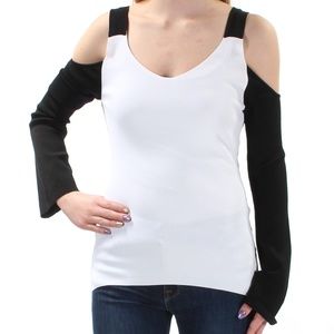 YYIGAL Women White Cut Out Color Block Long Sleeve